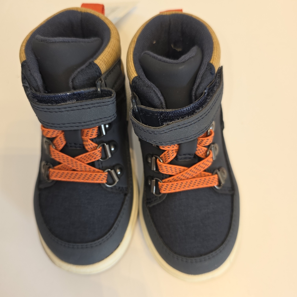 Cat & Jack Navy High-Top Sneakers with Orange Laces